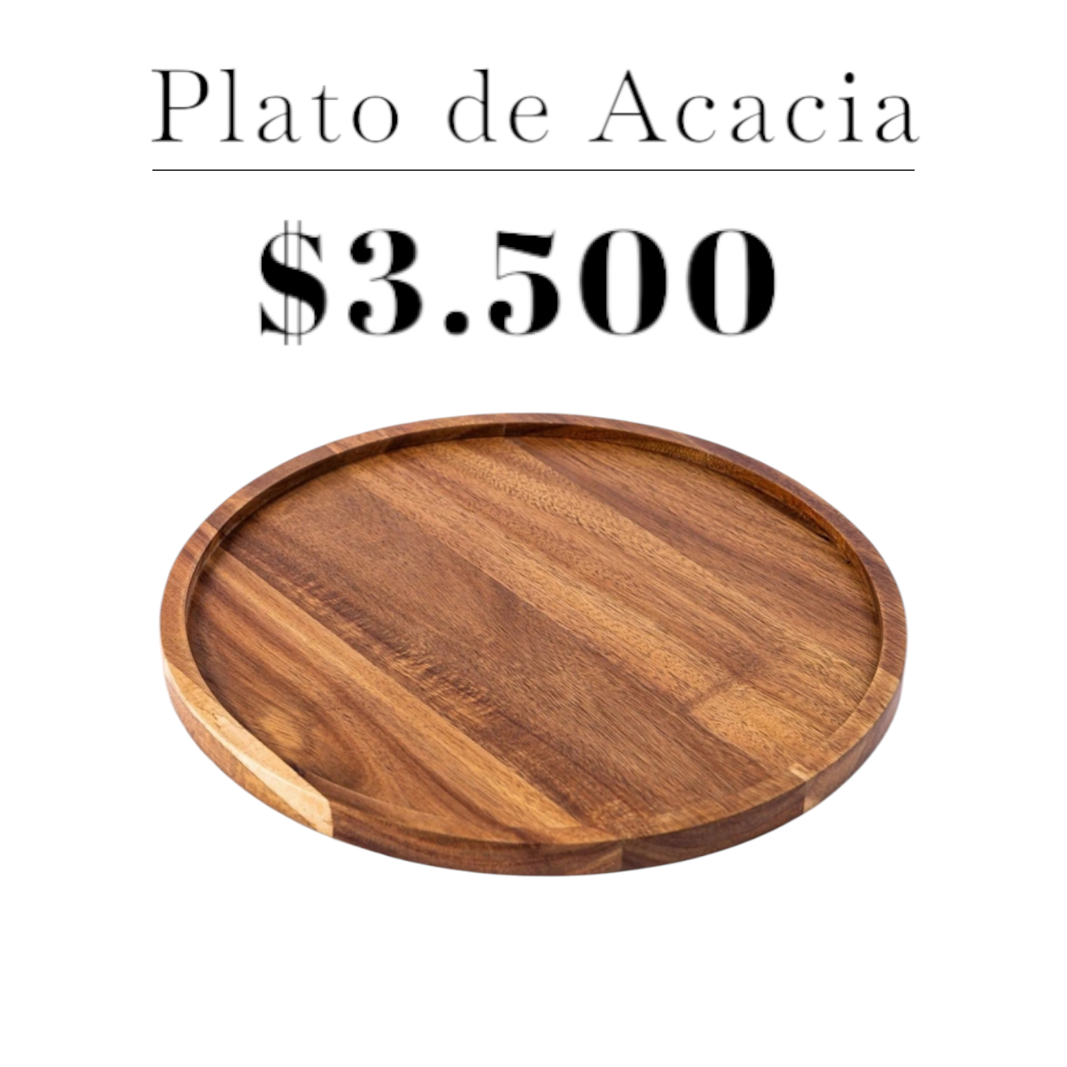 Plato Circular de Madera de Acacia 23 cm