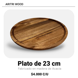 Plato Circular de Madera de Acacia 23 cm